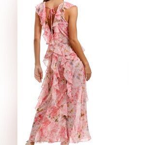 NWT misa la claudia dress Floral Pink Ruffle Maxi Dress